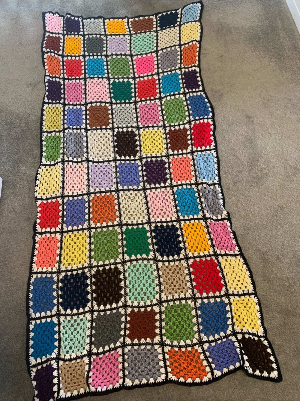 Colorful Handmade Granny Square Crochet Blanket